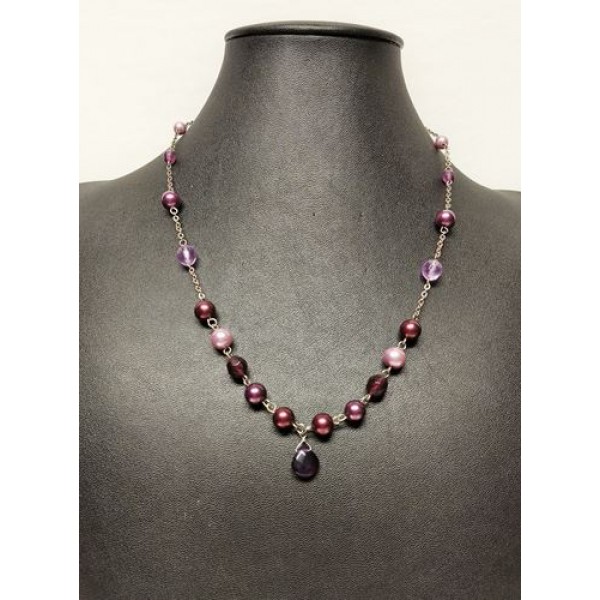 Collier perle lilas 